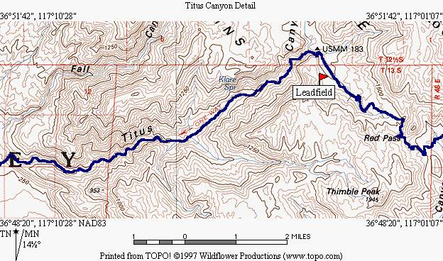Detail Map of the trail from Red Pass to the exit from the Narrows