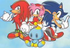 Knuckles, Amy, Sonic, and a Chao