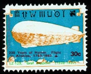 The airship Graf Zeppelin is shown on Occussi-Ambeno's 30 cents stamp of 1983.