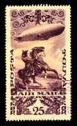 Tuva's 1936 25 kopeck stamp shows an airship over the steppe.