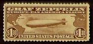 In 1930, the USA issued this stamp to honor the Europe-America flight by the Graf Zeppelin.