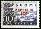 Finland 1930 zeppelin mail overprint.  Click to see a flown cover from the flight.