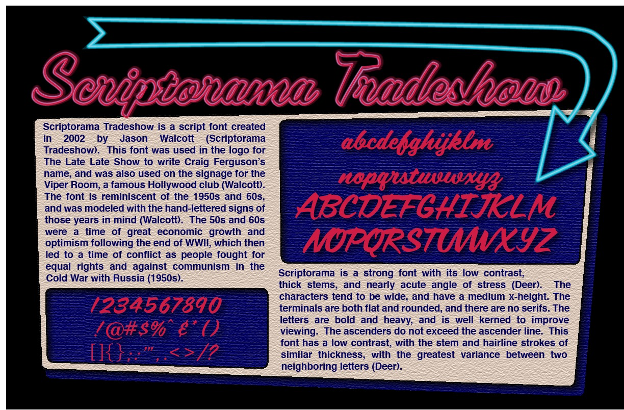 A Poster about the font Scriptorama Tradeshow