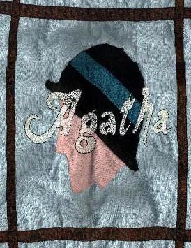 Fragment of the Quilt Royal Dalton and link to the Review of Agatha
