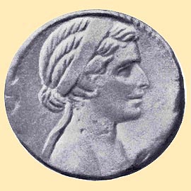 Cleopatra's image on the ancient coin