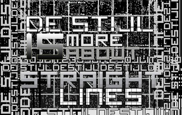 poster that creates a metal grid out of the words De Stijl