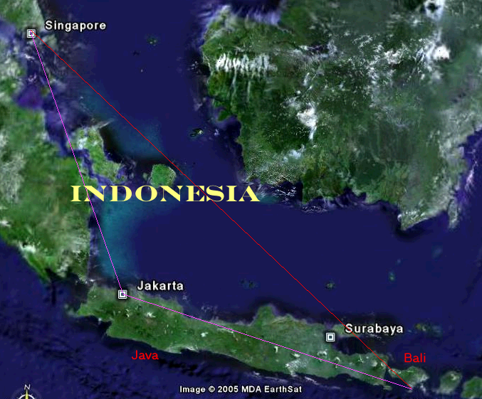 Measurements between Singapore, Bali and Jakarta