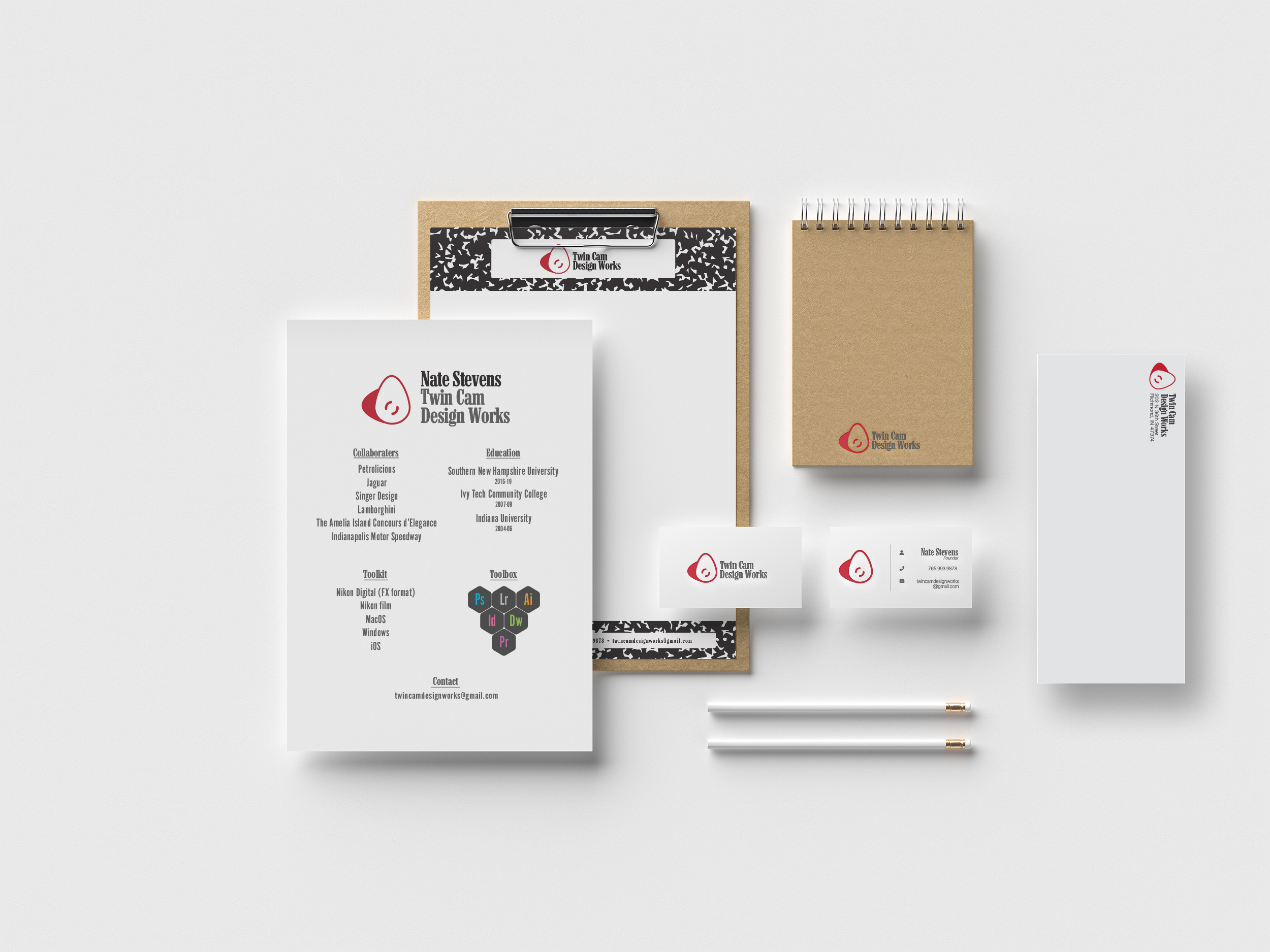 Twin Cam Stationery Suite