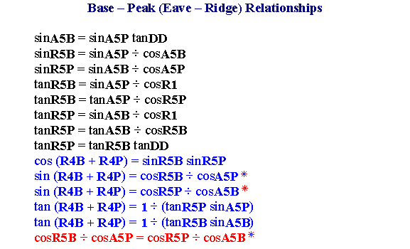 Base to Peak (Eave to Ridge) Relationships