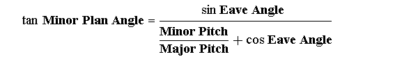 Irregular Hip Roof: Minor Plan Angle Formula in terms of Common Pitches