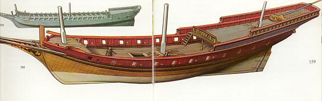 Xebec hull compared to that of a galley