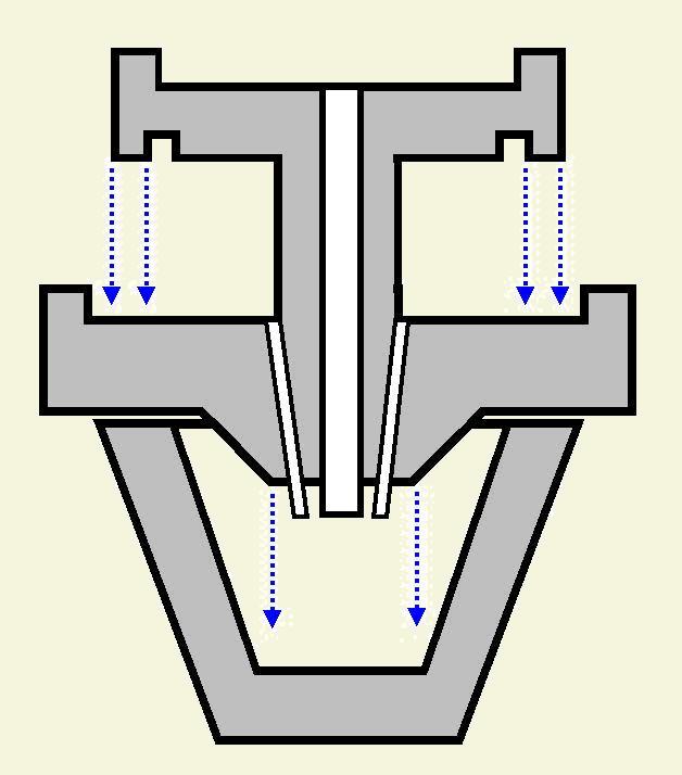 Section through Fountain detailing water flow control