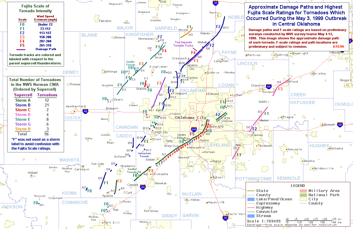 Tornado Paths (Central Oklahoma)