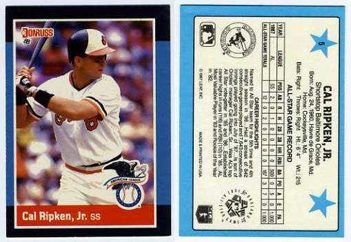 Vern Gorman's Baseball Trading Cards - 1988 Donruss All Stars Checklist