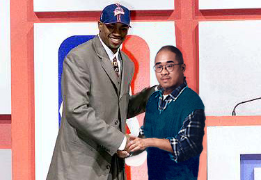 Me welcoming my good friend, Vince Carter, to the NBA at the 1998 NBA Draft!