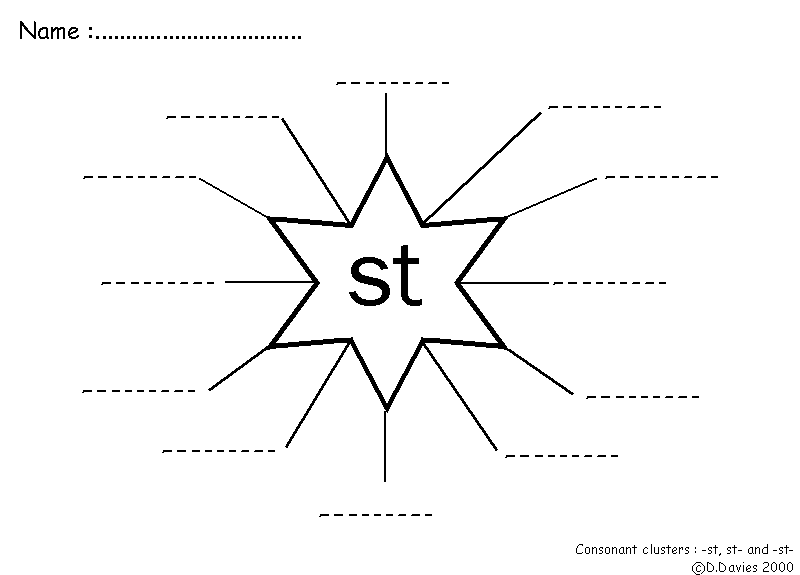 SEN RESOURCES Worksheet Consonant Clusters 5 St