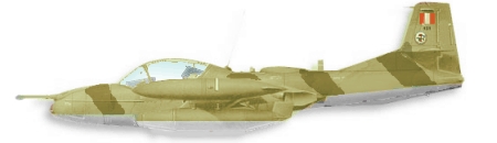 Avin Cazabombardero Ligero Subsnico de ataque Cessna Modelo 318E A-37B Dragonfly. Con su esquema tctico en arena y marrn terroso.
