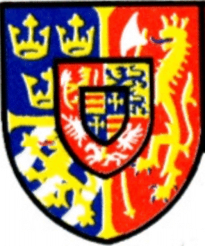 arms of King Carl XIII from 1814, with the lion of Norway taking up the sinister half