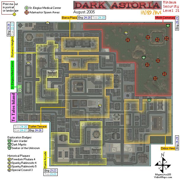 MAPS: TALOS ISLAND, FOUNDERS FALLS, and DARK ASTORIA