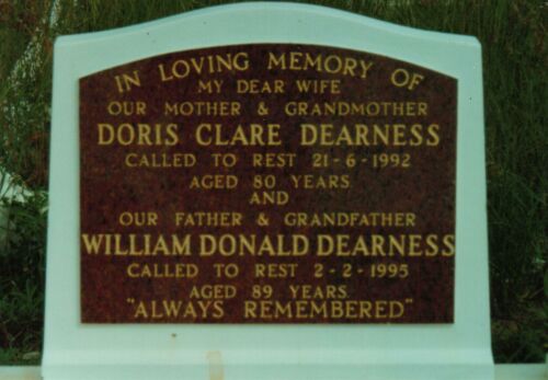 Dearness Family Burials - William Donald & Doris Clare DEARNESS