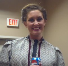 Holly as a Save-A-Soul Mission Band member in Guys & Dolls