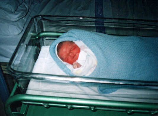 james' first ever photo about 1 hour old