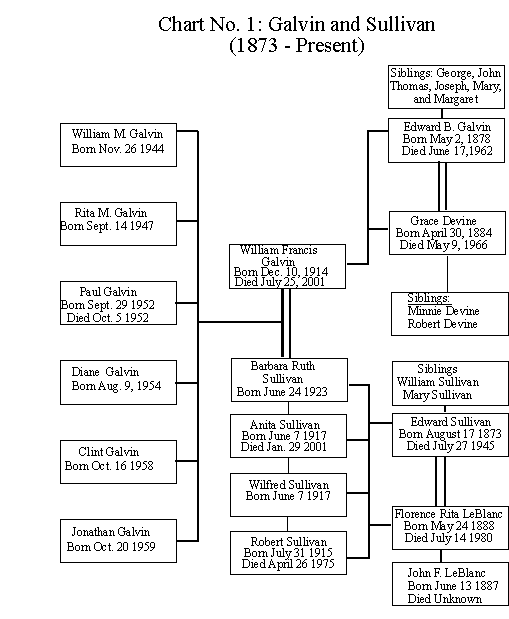 Chart of Galvin and Sullivan Family History