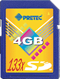Click for: Pretec 4GB 133x SD card 