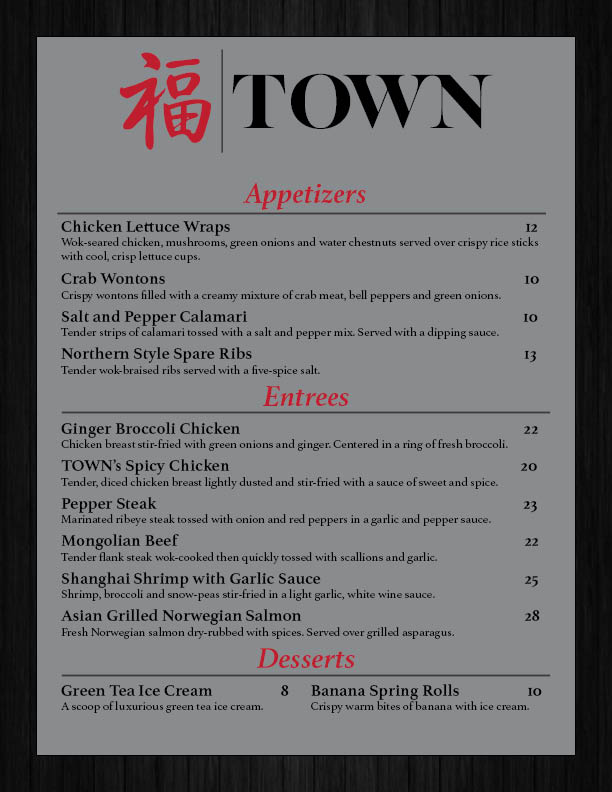 Best Food In Town Menu - Get More Anythink's