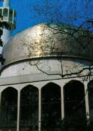 Close-up of the golden dome from the exterior of the masjid