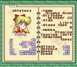 Aino Minako's (Sailor Venus) stats!