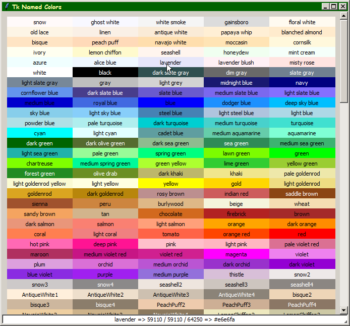 shades of purple chart names